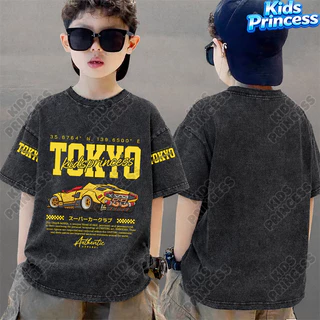 COD 2026 สินค้าใหม่ ทรงหลวม คอกลม เสื้อเด็ก kids Distressed T-shirt ผ้าฝ้าย เด็กชาย เสื้อผ้าเด็ก t-shirt S621