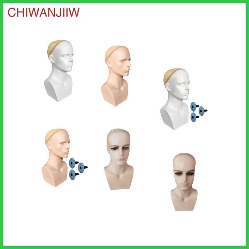 [chiwanjiiw] หัวหุ่นจําลองชายพร้อมไหล่ Manikin Head Wig Display Stand สําหรับร้านเสริมสวย