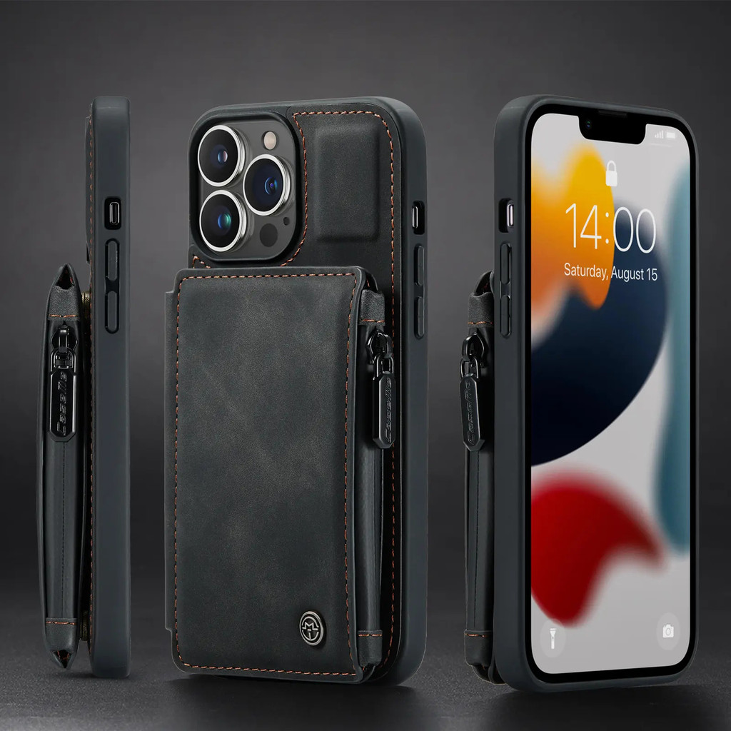 เคสโทรศัพท์ Apple 13Pro 13, กระเป๋าสตางค์ซิป PM clamshell, เคส iPhone13Pro Max Mini, ฝาครอบมัลติฟังก