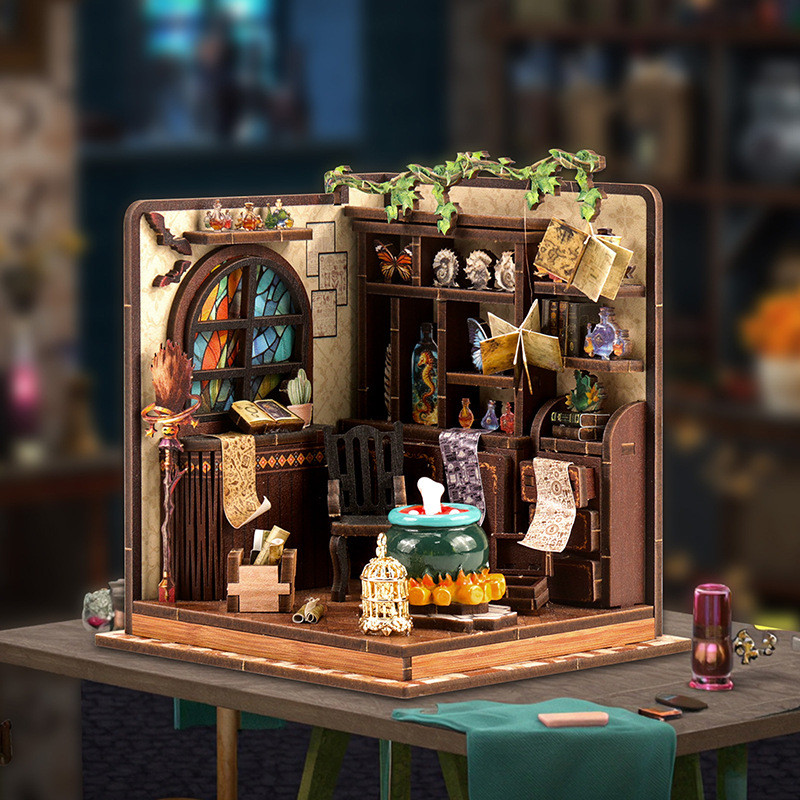Magic Potion Workshop DIY บ้านตุ๊กตาไม้ Miniatures ประกอบชุดสําหรับเพื่อนของขวัญวันเกิดตกแต่งบ้าน