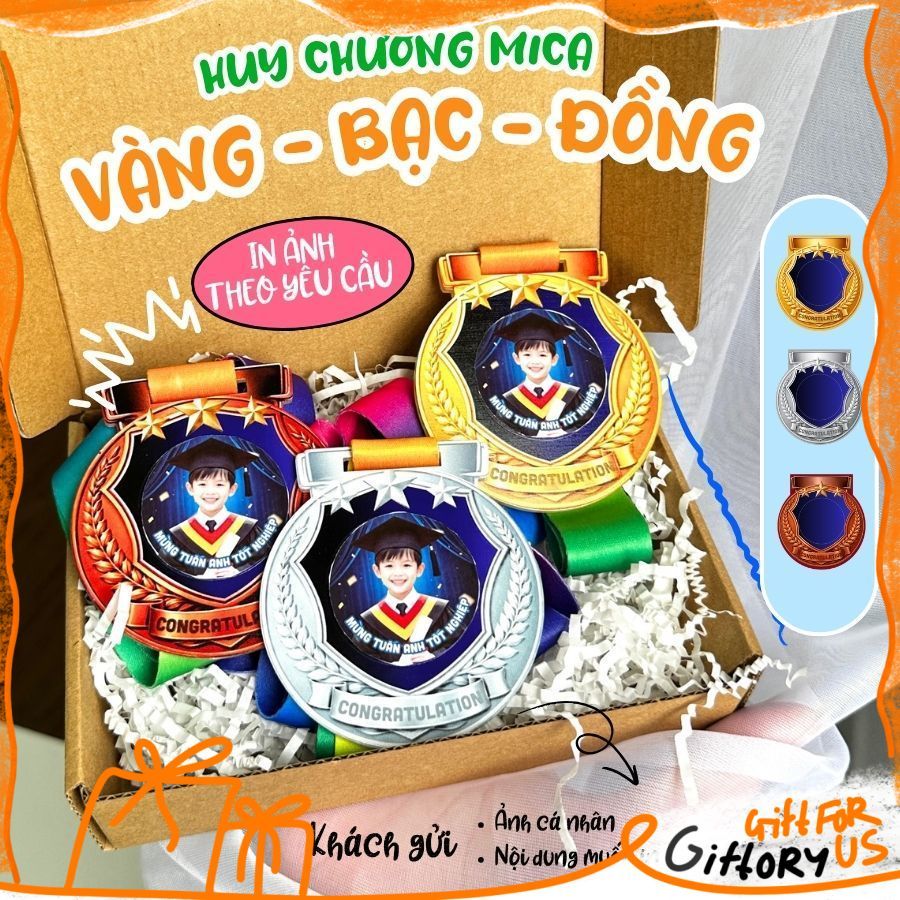 GOLD - SILVER - BRONZE MICA MEDAL สําหรับพิมพ์ภาพในการขอ