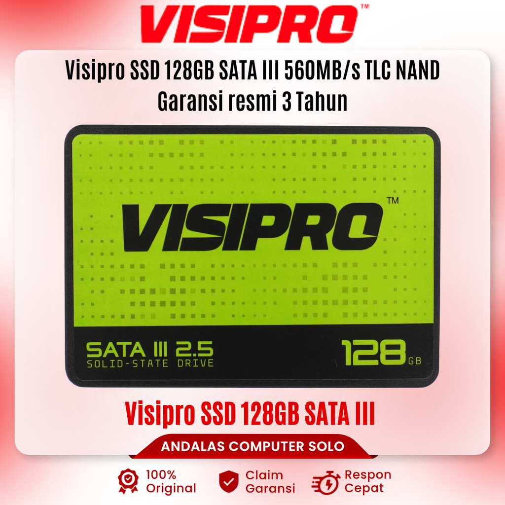 SSD INTERNAL SATA III VISIPRO 128GB 2.5 inc 4D NAND TLC SOLID STATE DRIVE SATA3 Windows