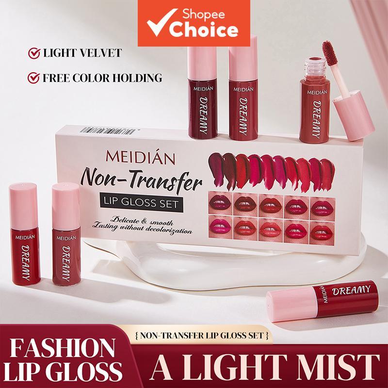 MEIDIAN 10 ชิ้น Matte Lip Gloss ชุดกํามะหยี่กันน้ํา Sweat-Resistant Long Lasting Liquid ลิปสติก