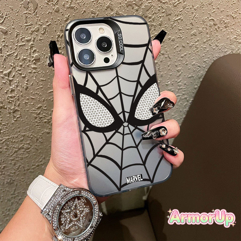 เคสไอโฟน ลายใยแมงมุม เคสแข็ง IMD กันกระแทก ป้องกันเลนส์กล้อง ดีไซน์เท่ สำหรับ iPhone 11 12 13 14 15 16 Pro Max X XR XS M
