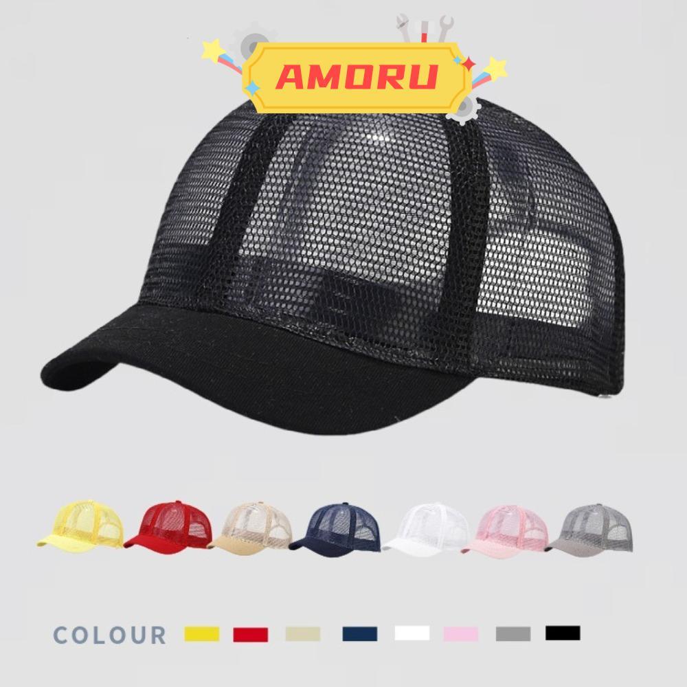 AMOR12U7 หมวกเบสบอลปีกสั้น Full Mesh แห้งไว สำหรับใส่ประจำวันและผู้หญิง