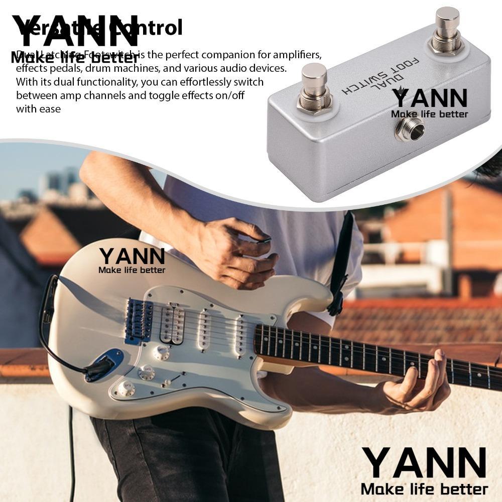 YANN Dual Footswitch Pedal, Silver Stereo Output Foot Switch Pedal,สวิทช์อลูมิเนียมกีตาร์Rig Effects