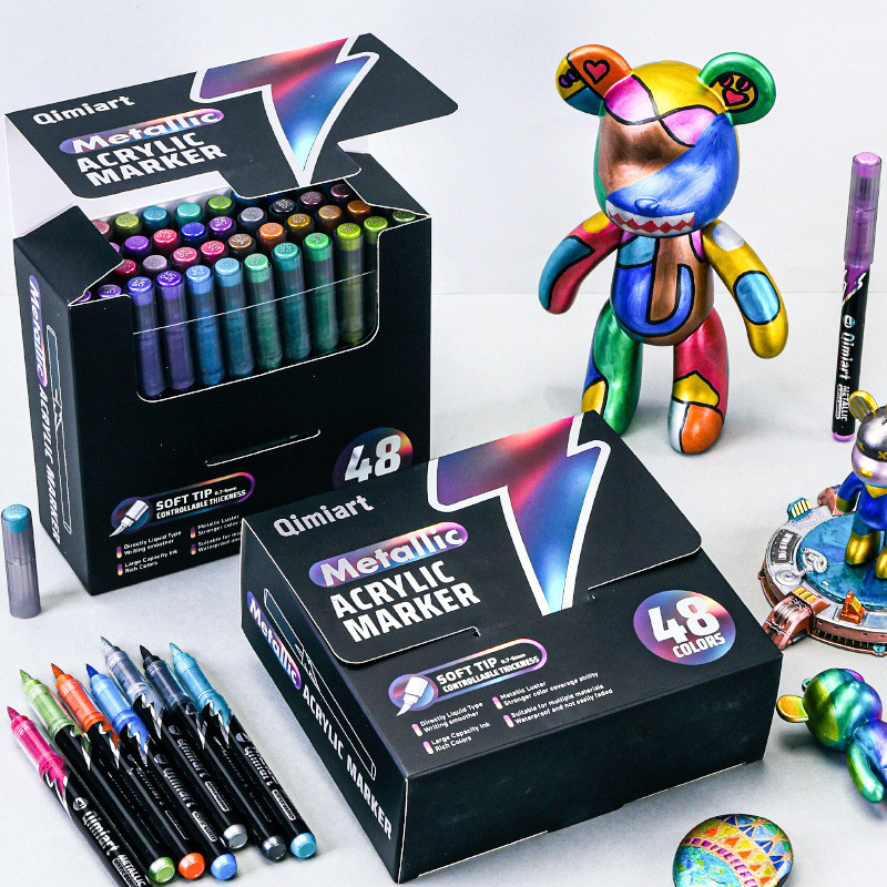 Languo M530 ตรง Liquid Acrylic Marker 48 สี Art เฉพาะชุดภาพวาด Impervious กระดาษ Stackable ปากกาสี
