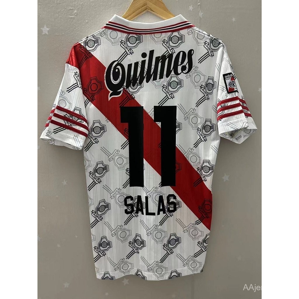 Retro: 95-96 River Plate Home เสื้อเจอร์ซีย์ผู้ชายแขนสั้น-JZ