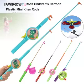 IFAYSHOW เด็กตกปลา Kites Rods,ยืดการ์ตูน Mini Kites Rods,Diverse สไตล์ 38 ซม./58 ซม./80 ซม. 50 เมตรสายเบ็ดตกปลาสําหรับของขวัญเด็ก