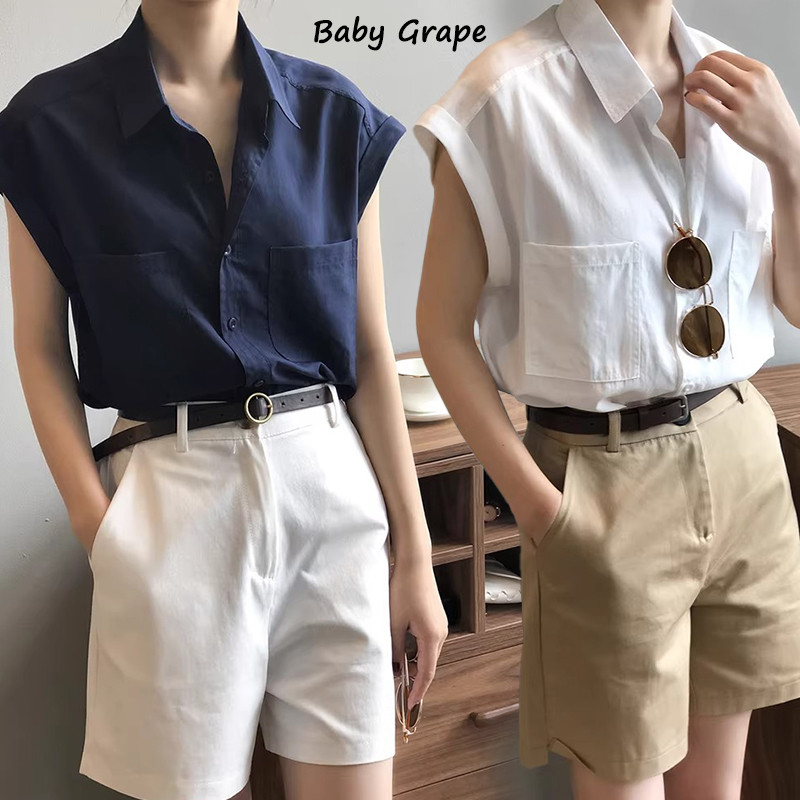 BGเสื้อชีฟองพิมพ์ลายกราฟฟิตี้สำหรับผู้หญิง สไตล์ใหม่สำหรับฤดูใบไม้ผลิ/ฤดูร้อนใส่ได้หลายโอกาสทรงหลวม สไตล์เรโทรฮ่องกW589