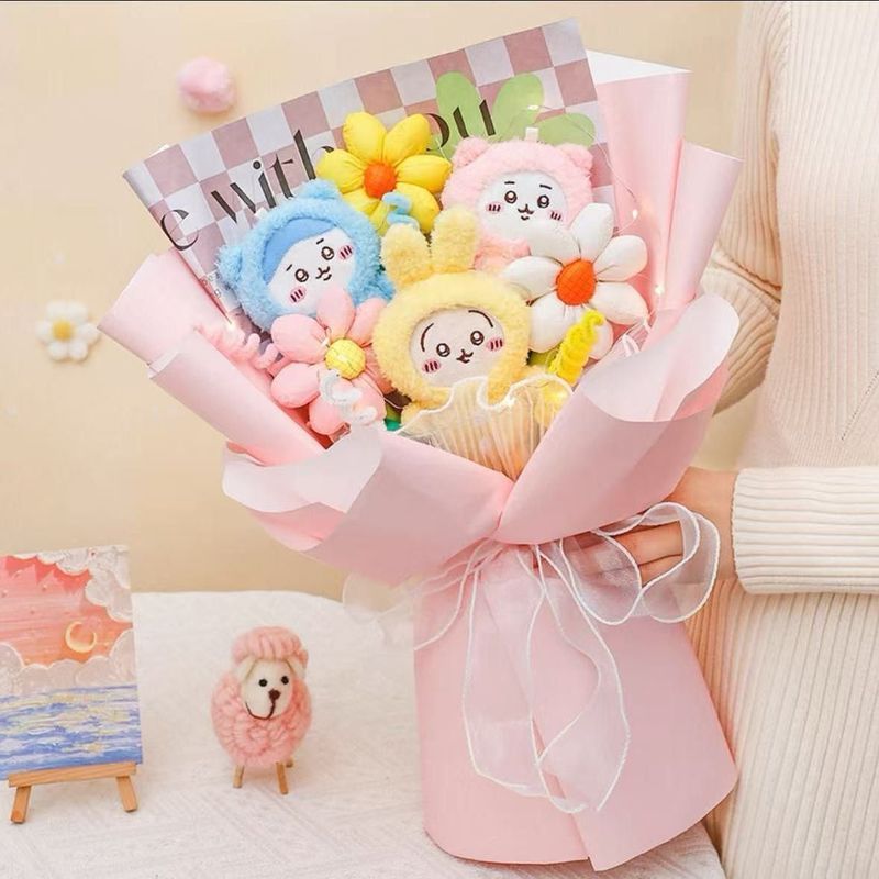 Chikawa chikawa chikawa chikawa ตุ๊กตาสร้างสรรค์ช่อดอกไม้ของขวัญวันเกิดสาว