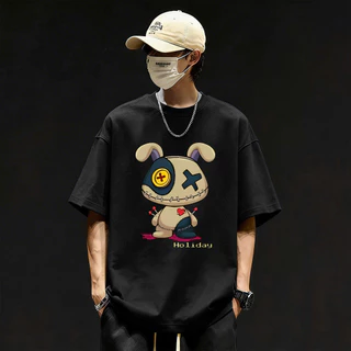 Basi💥เสื้อแฟชั่น เสื้อยืด oversize ผ้าฝ้าย100% แนวสตรีท ไม่ต้องรีดผ้า สวมใส่สบาย ผ้านิ่ม ลาย "HOLIDAY"