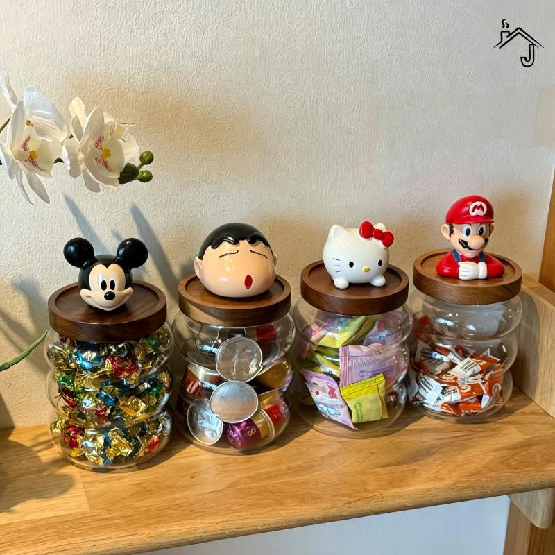 [JJ HOME] 可 hellokitty Hello Kitty Airtight Jar Food Grade Crayon Shin-Chan Coffee Multigrain Bean S