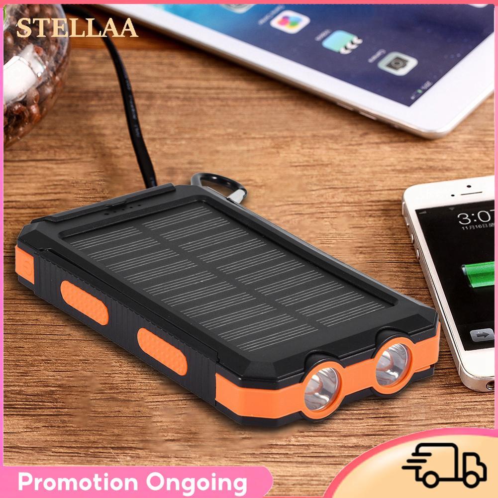 Stellaa SUNGOOYUE 10000mAh Bank Kit แบบพกพากลางแจ้ง Fast Charger พร้อมพอร์ต USB คู่ IP6 สำหรับ Camping Travel Hiking (สีส้มสีดำ)