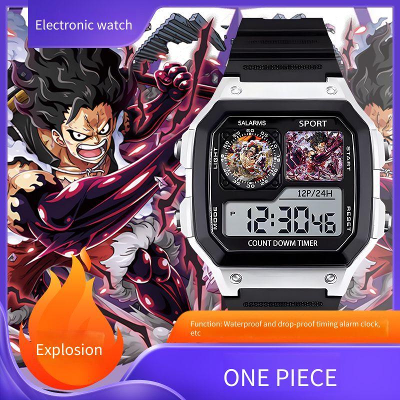 One Piece Luffy Riman สินค้านาฬิกาอิเล็กทรอนิกส์กีฬาดิจิตอลการ์ตูนน่ารักนาฬิกาอิเล็กทรอนิกส์นาฬิกาปลุกนักเรียน