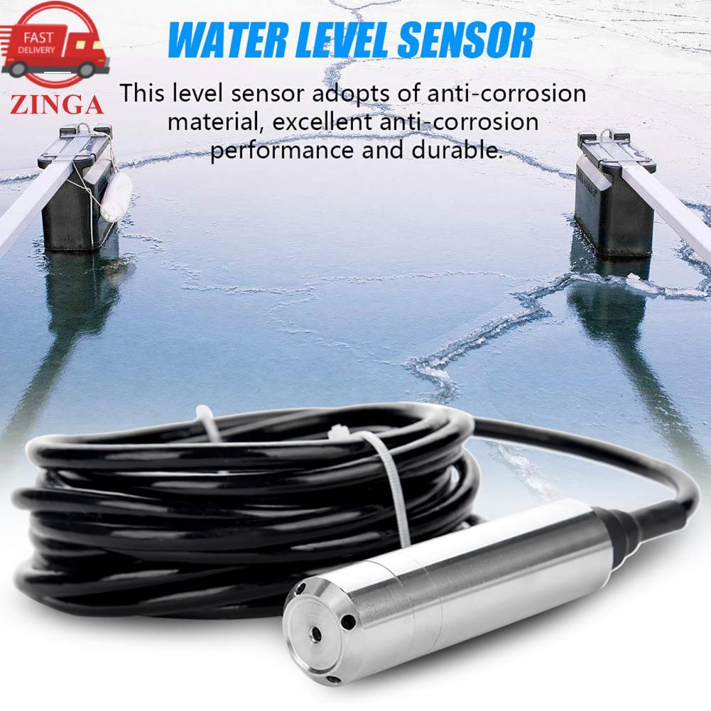 Zinga Zinga DC 24V 4-20mA Throw-in ประเภท Liquid Water Level Sensor เครื่องส่งสัญญาณสำหรับตรวจจับ 0-5m ความลึก