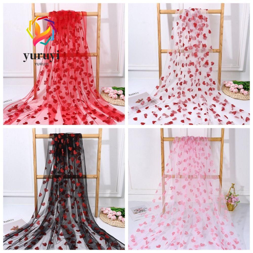 YURUYI Heart Gauze Table Runner, โรแมนติก 2x1.5m ผ้าปูโต๊ะวันวาเลนไทน์, ตกแต่งบ้านทนทานโต๊ะรับประทาน