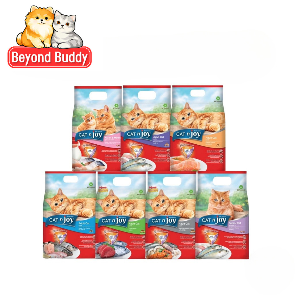 CAT n joy แคทเอ็นจอย อาหารเม็ดแมว ครบสูตร สำหรับแมวทุกสายพันธุ์ กินง่าย เม็ดแมว ขนาด 2.8-3kg