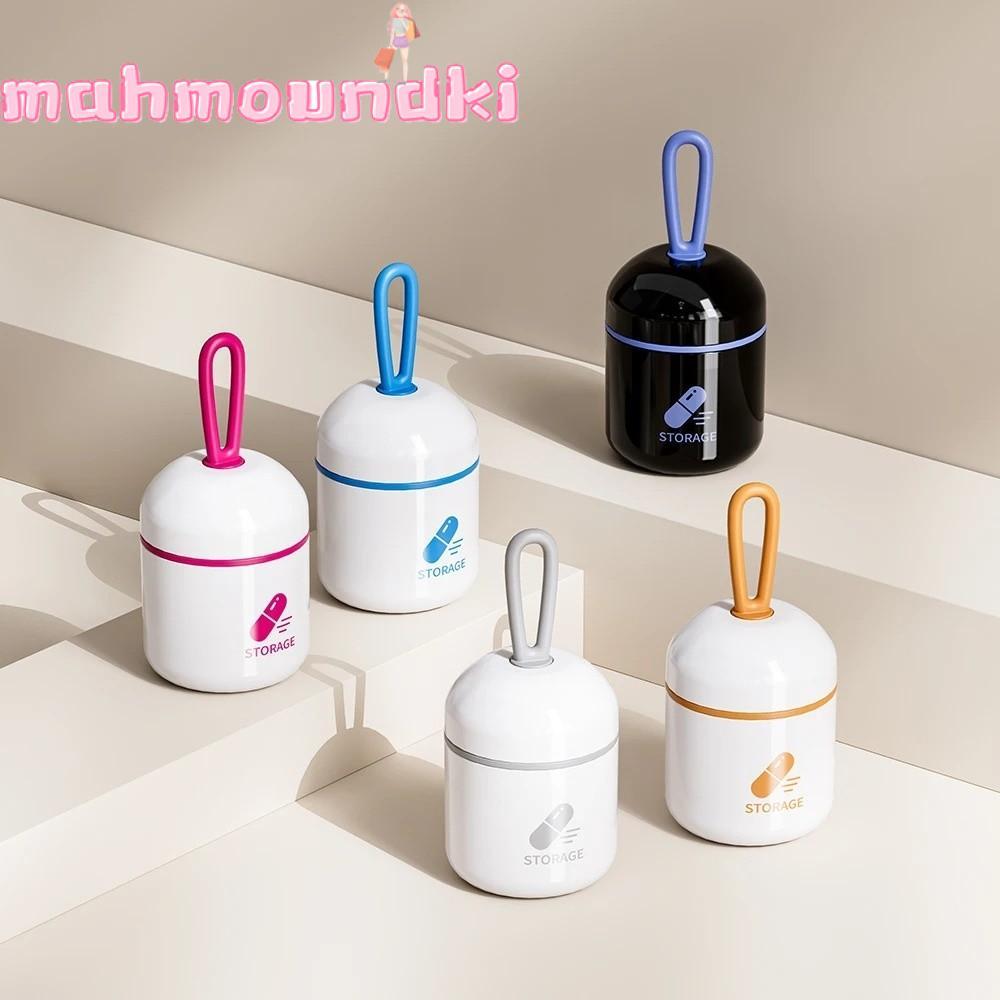 MAHMOUNDKI Pill Storage Box, Moisture Proof Handle Design Portable Pill Box, Mini Two Compartments P