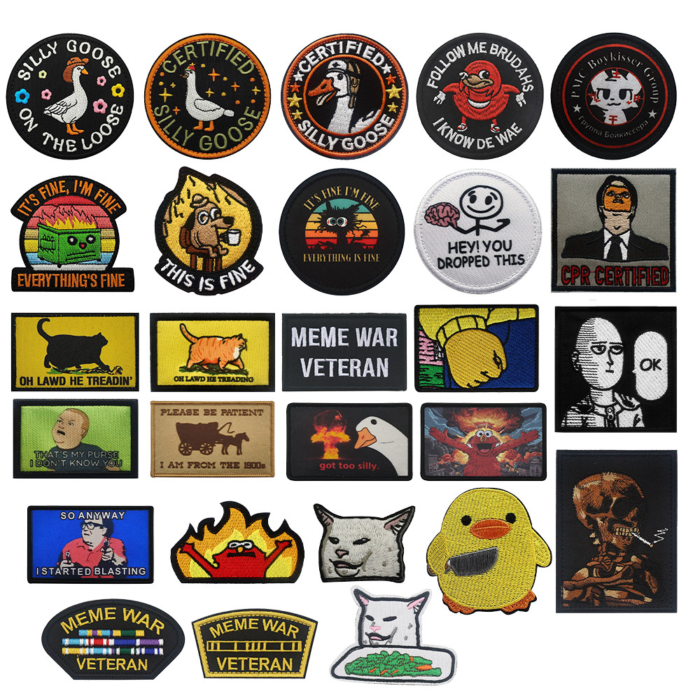 แพทช์ปักแบบตลก ห่านโง่ในสงคราม Meme สำหรับกระเป๋าเป้และเสื้อกั๊ก