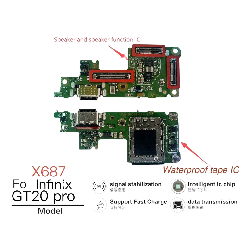 สําหรับ Infinix Gt 20 Pro X6871 บอร์ดเชื่อมต่อการชาร์จ
