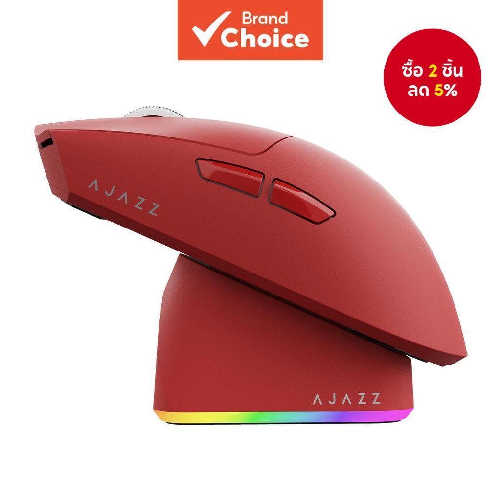 AJJAZZ AJ139P V3 MC เมาส์ไร้สายสําหรับพีซี สีแดง การเชื่อมต่อ Tri-mode (Bluetooth + 2.4G + USB-C) แท