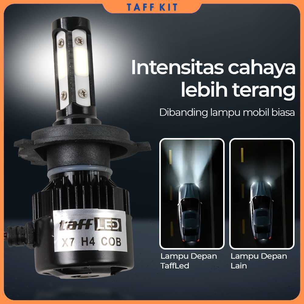 TaffLED X7 ไฟหน้ารถ LED COB ไฟหน้า H4 Cool White 2 ชิ้น - 75818-4CN