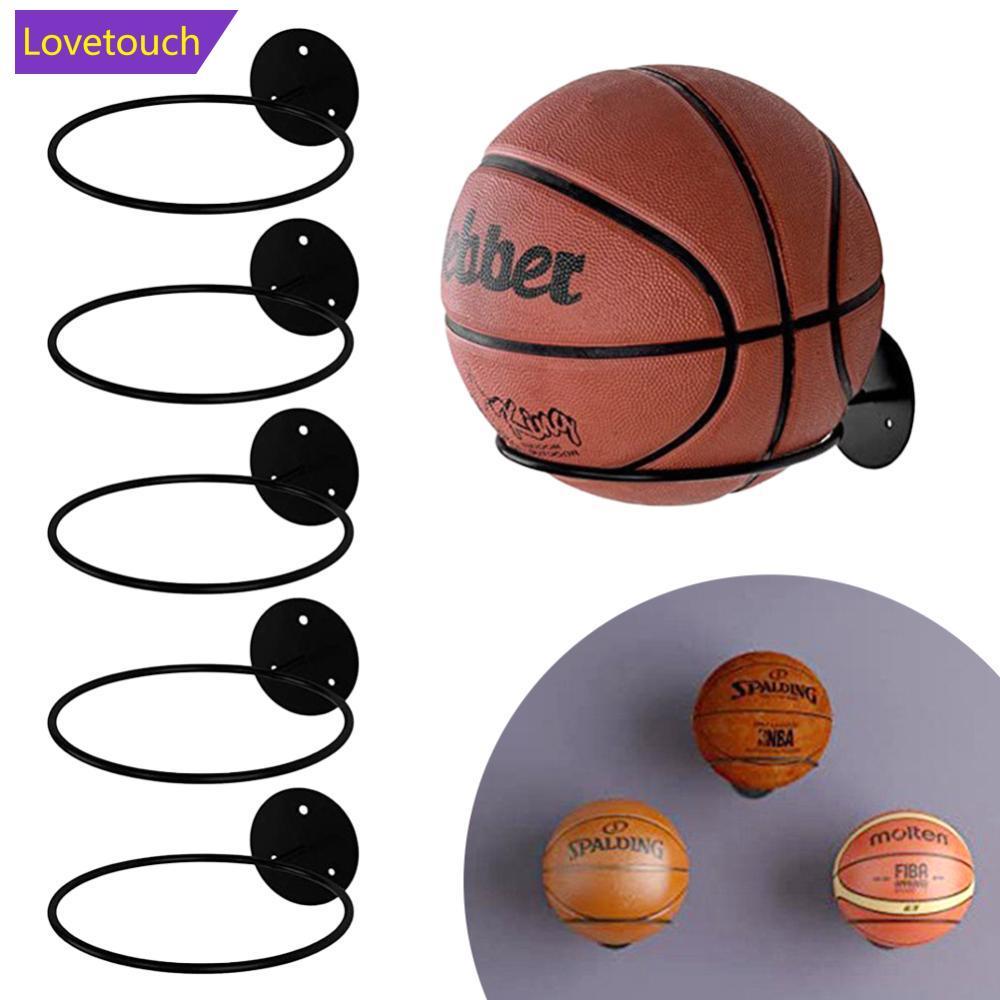 LOVETOUCH 1PC ติดผนังบาสเกตบอลและฟุตบอลขาตั้งจอแสดงผลหนา Ironwork Multi-Ball Storage Rack สกรูติดตั้
