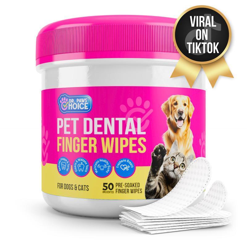 ดร. Paws Choice: Pet Care Finger Wipes สําหรับสุขอนามัยทันตกรรม หู และดวงตา น้ํายาทําความสะอาดกรูมมิ
