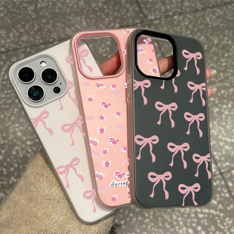 เข้ากันได้กับ iphone 15 Pro Max Pita Merah Muda Berulang 12 13 14 11 Pro Max Casing xr xs Max 7 8 Pl