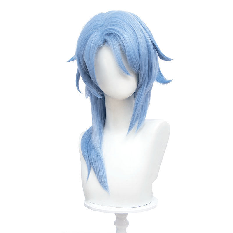วิกผมYuanshen Sato Ayato สำหรับcosplay ตัวละครWater Series สีฟ้าอ่อน ผมสั้นย้อนกลับเล็กน้อย
