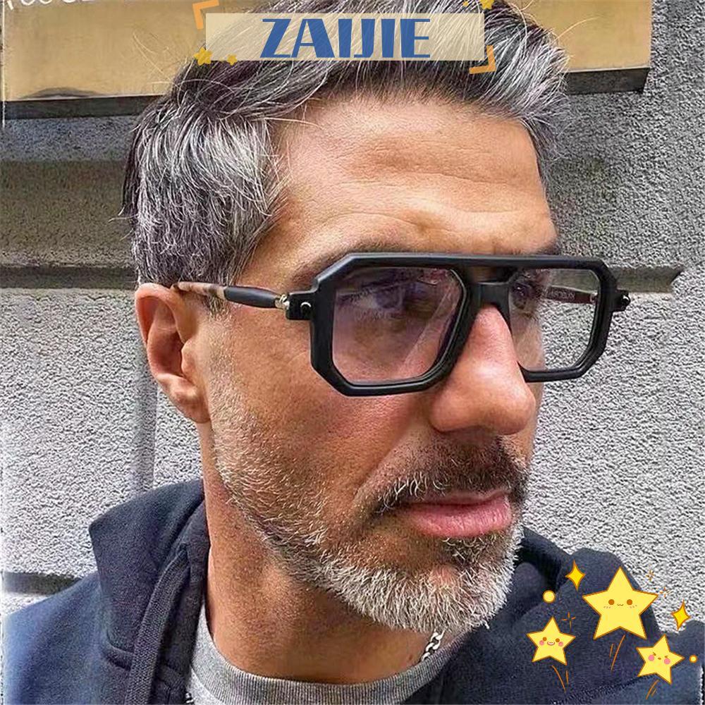 ZAIJIE Double Bridge Street Wear Retro Glasses Leopard Sun Glasses