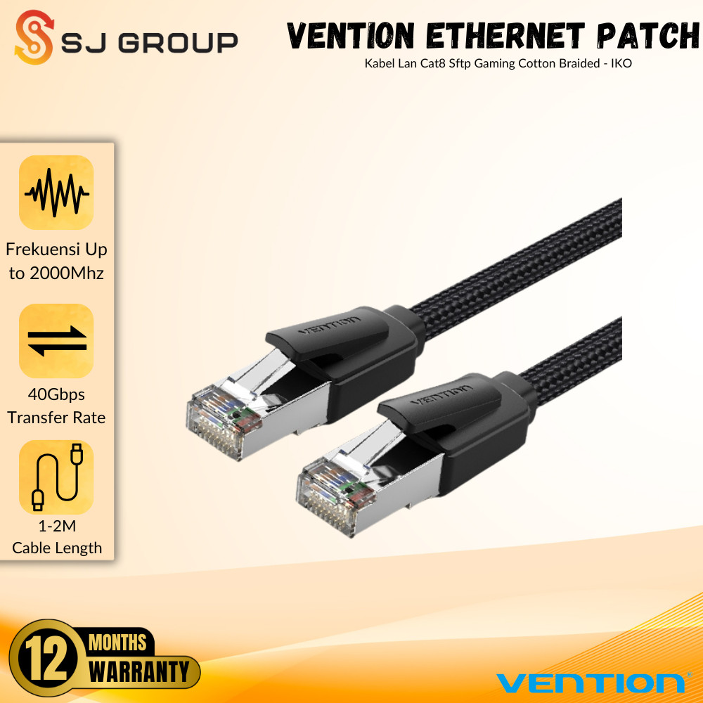 Vention Cat8 SFTP สาย LAN สําหรับเล่นเกมอีเธอร์เน็ตพร้อมผ้าฝ้ายถัก - IKO