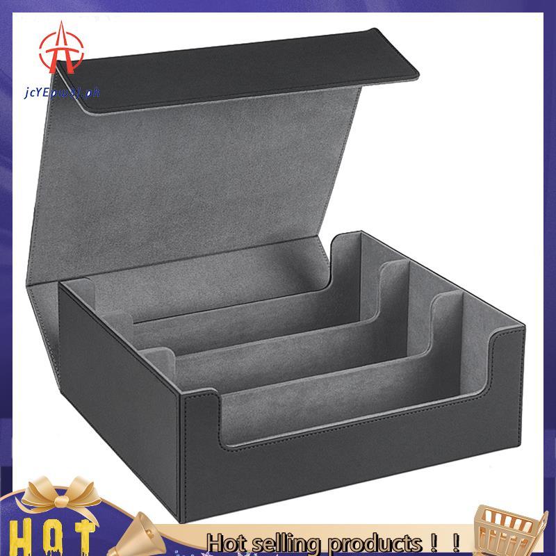 jcyepw3j1 ชิ้น 1800 + การ์ดดาดฟ้าสําหรับการ์ดเทรดดิ้งแม่เหล็กกล่องเก็บการ์ดสีดํา + สีเทา