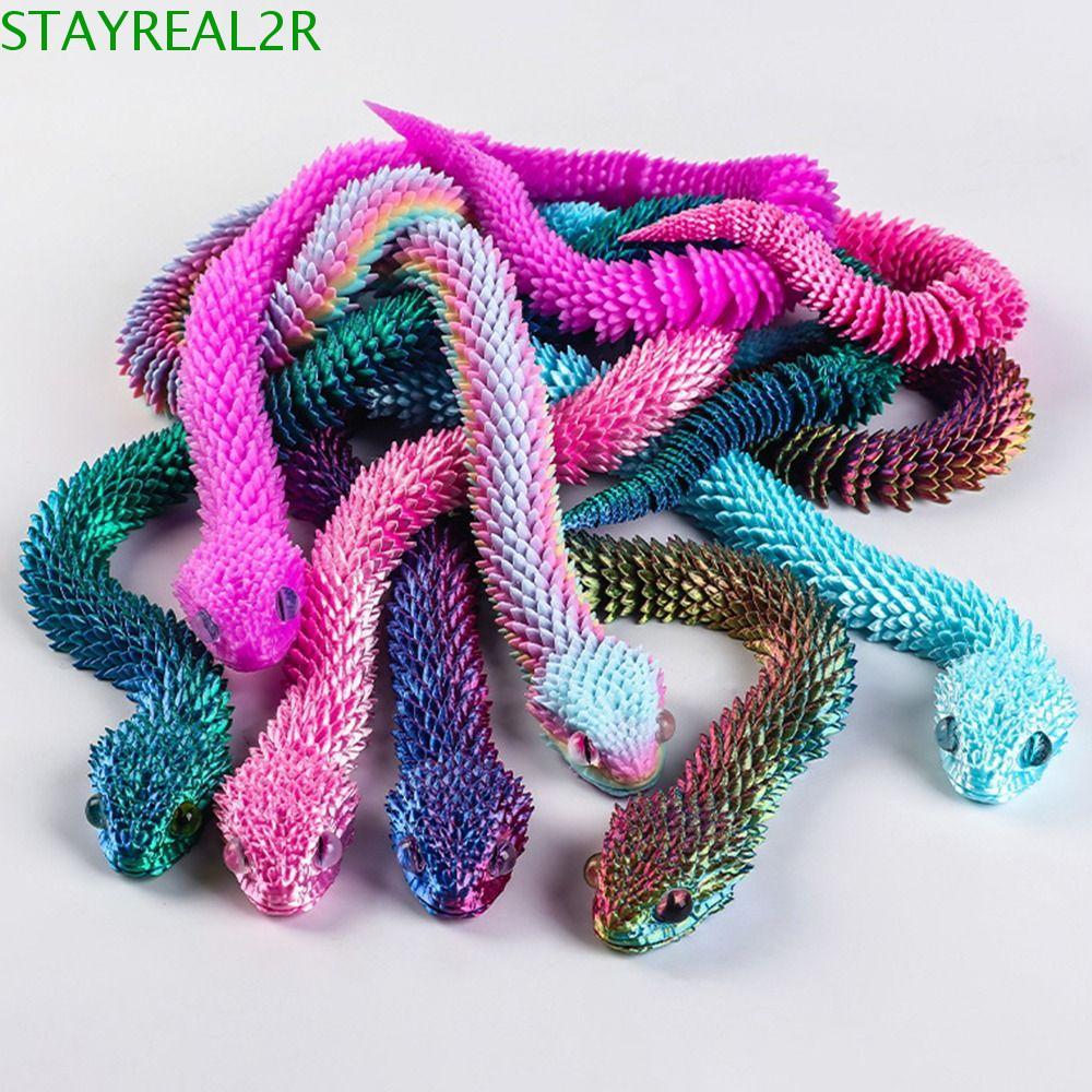 STAYREAL2R 3D พิมพ์งูของเล่น, 30/45/60 ซม.Multicolor จําลองงูเครื่องประดับ,ปีใหม่ตกแต่งตกแต่งบ้านที่