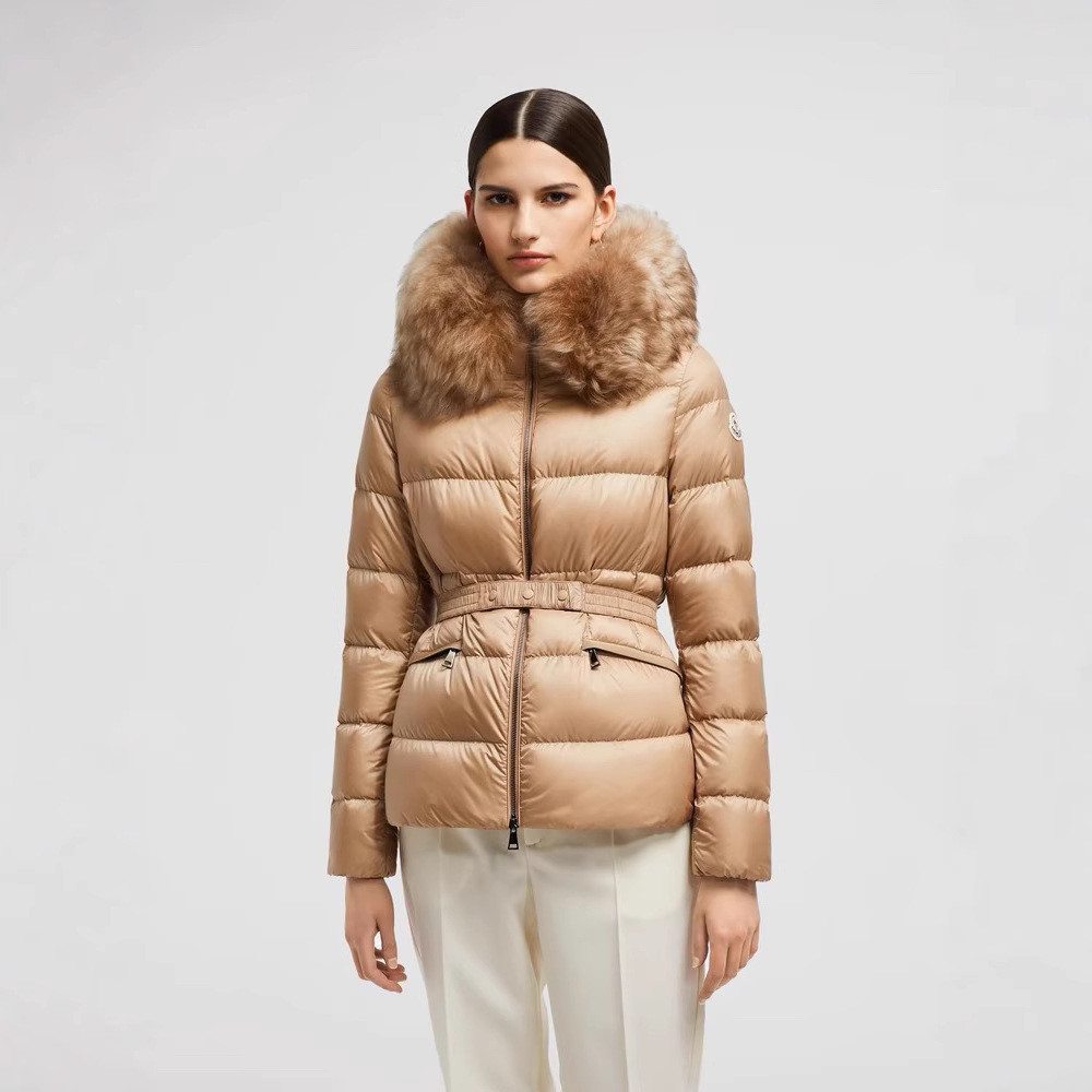 EIK2 Mon 25Autumn and Winter BOED Fox Fur Collar Slim Down Jacket Women's White Goose Down Coat