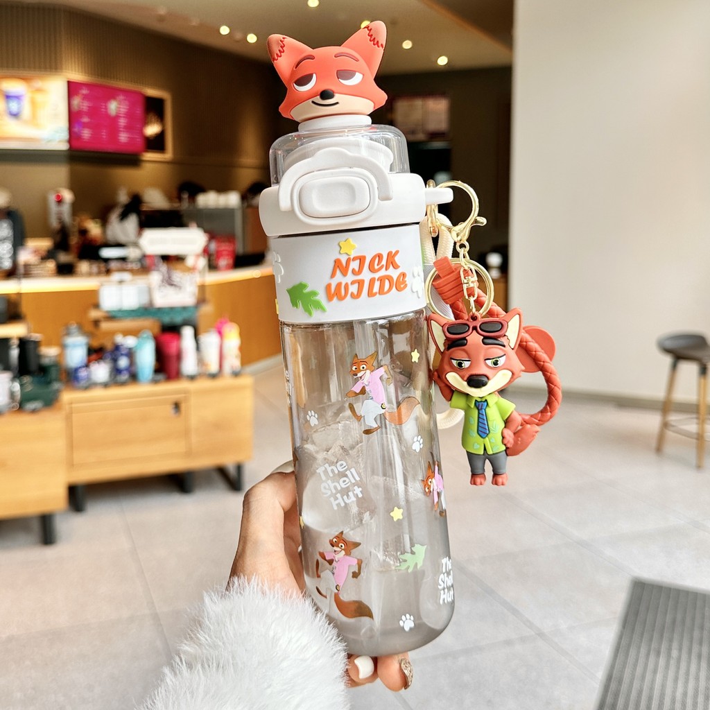 Zootopia Judy Nick tritan การ์ตูนเด็กนักเรียน Crazy Animal City แบบพกพาหลอดพลาสติกถ้วยชาถ้วยน้ําฟาง Judy - รูปที่ 2