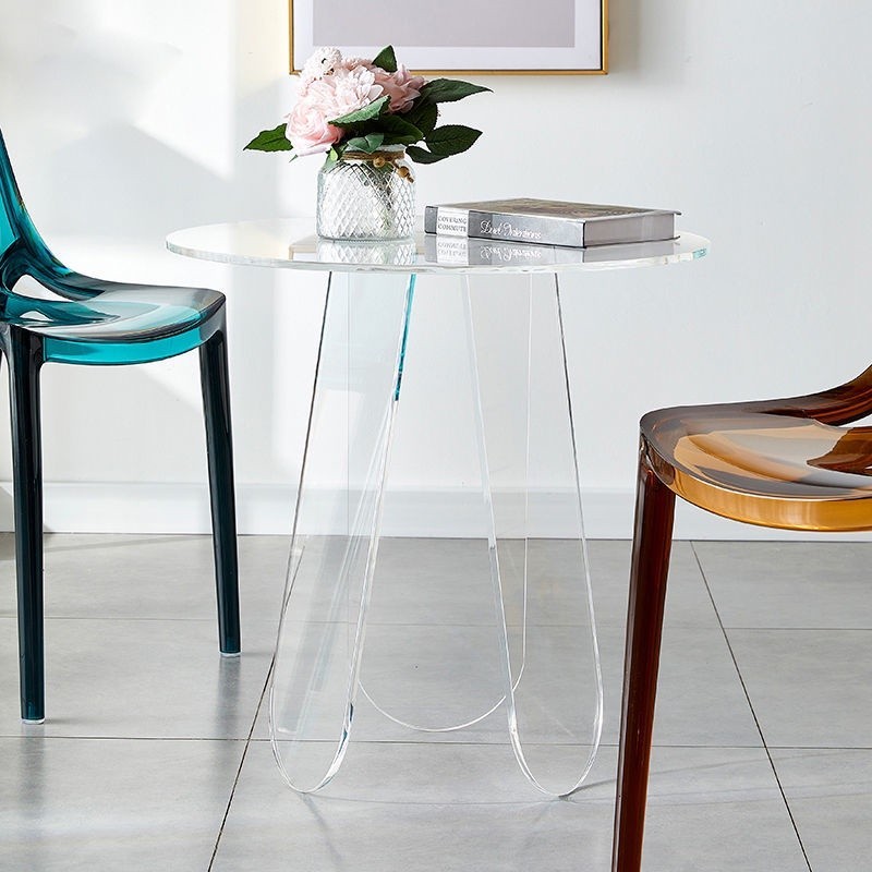 Living room sofa Nordic table simple transparent coffee table reception light luxury small round tab