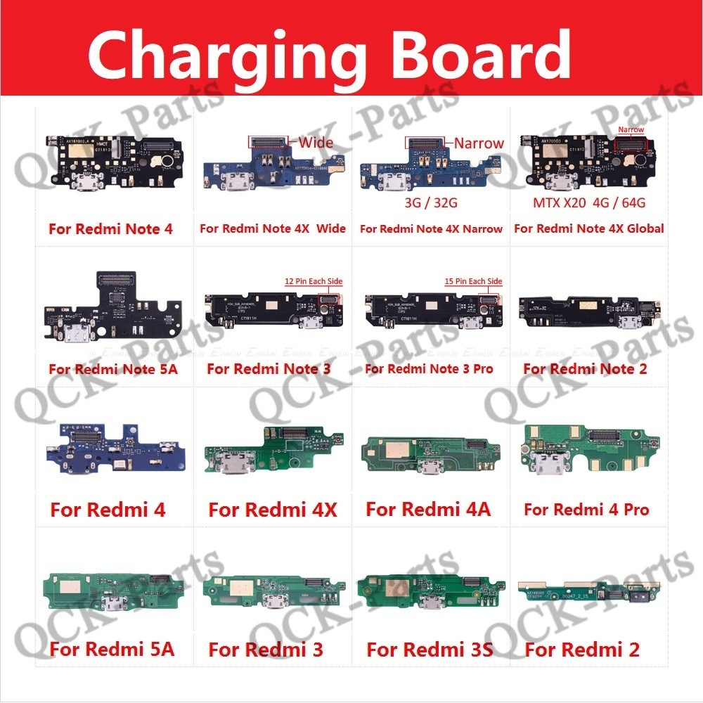 สําหรับ Redmi 2 2A 3S 4A 4X 5A หมายเหตุ 4X Global 2 4 หมายเหตุ 3 Pro 5A USB Power Charging Connector