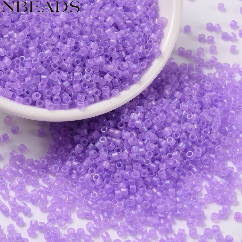 10gs กระบอกเมล็ดลูกปัด Frosted AB สีรอบรูขนาด Mauve 2x1.5 มม.: 0.8 มม.ประมาณ 888 ชิ้น/10 กรัม