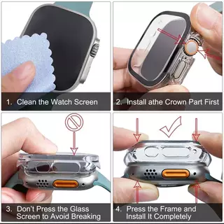กระจกนิรภัย PC กรณีฝาครอบคลุมแข็ง for IWatch Ultra/SE 3 2 Apple Watch Series 11 10 9 8 7 6 5 49/46/45/44/42/41/40/38มม.