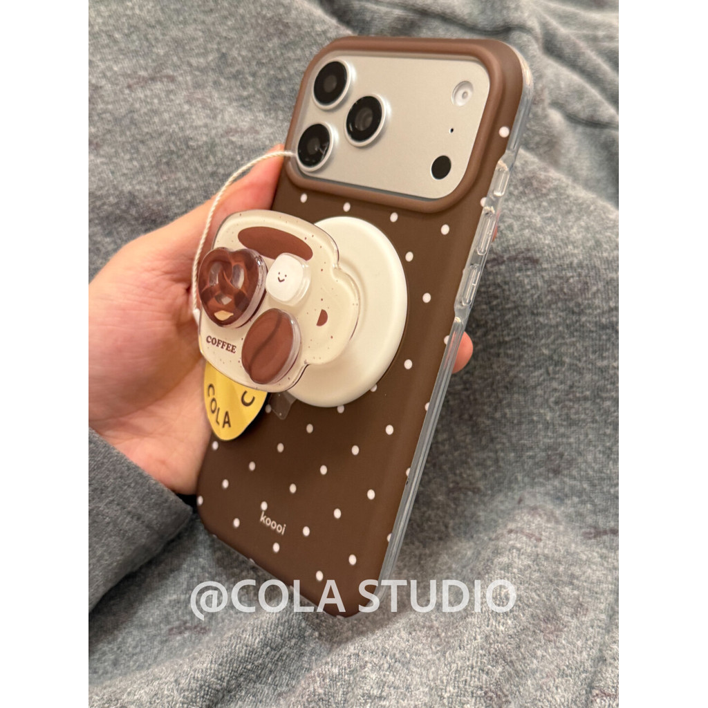 แม่เหล็กสองชั้นฝ้าสีน้ําตาลลายจุดถ้วยกาแฟออกแบบเคสโทรศัพท์เข้ากันได้กับiPhone 14 Pro 15 16 Pro 17 Pro Maxกันกระแทกฝาครอบป้องกัน - รูปที่ 6