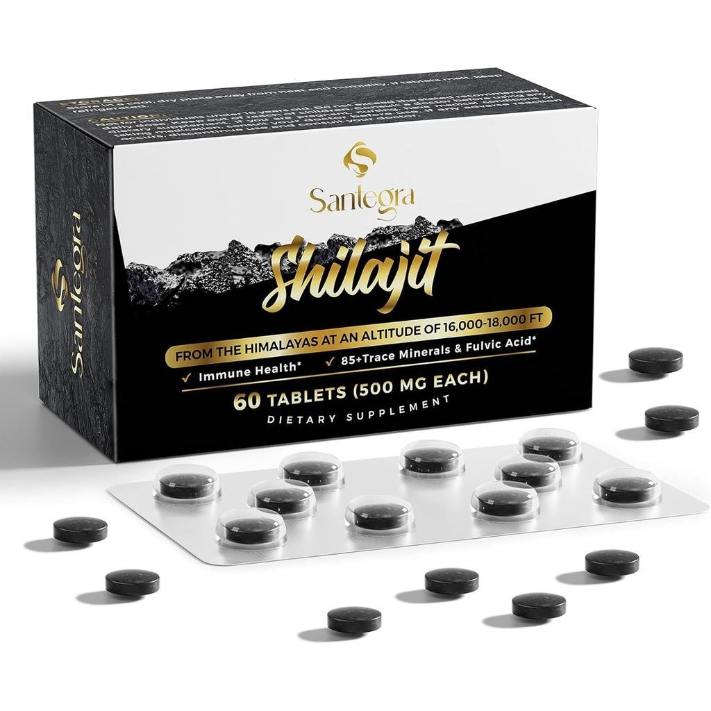 30,000 MG Shilajit Tablets, 100% Shilajit Pure Tablets 60 นับ - Shilajit Himalayan Organic Rich in F