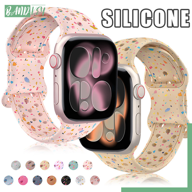 สายซิลิโคนอ่อนเปลี่ยนสายยางที่มีสีสัน for Smartwatch IWatch Ultra/SE 3 2 Series 11 10 9 8 7 6 49 46 45 44 42 41 40 38มม.