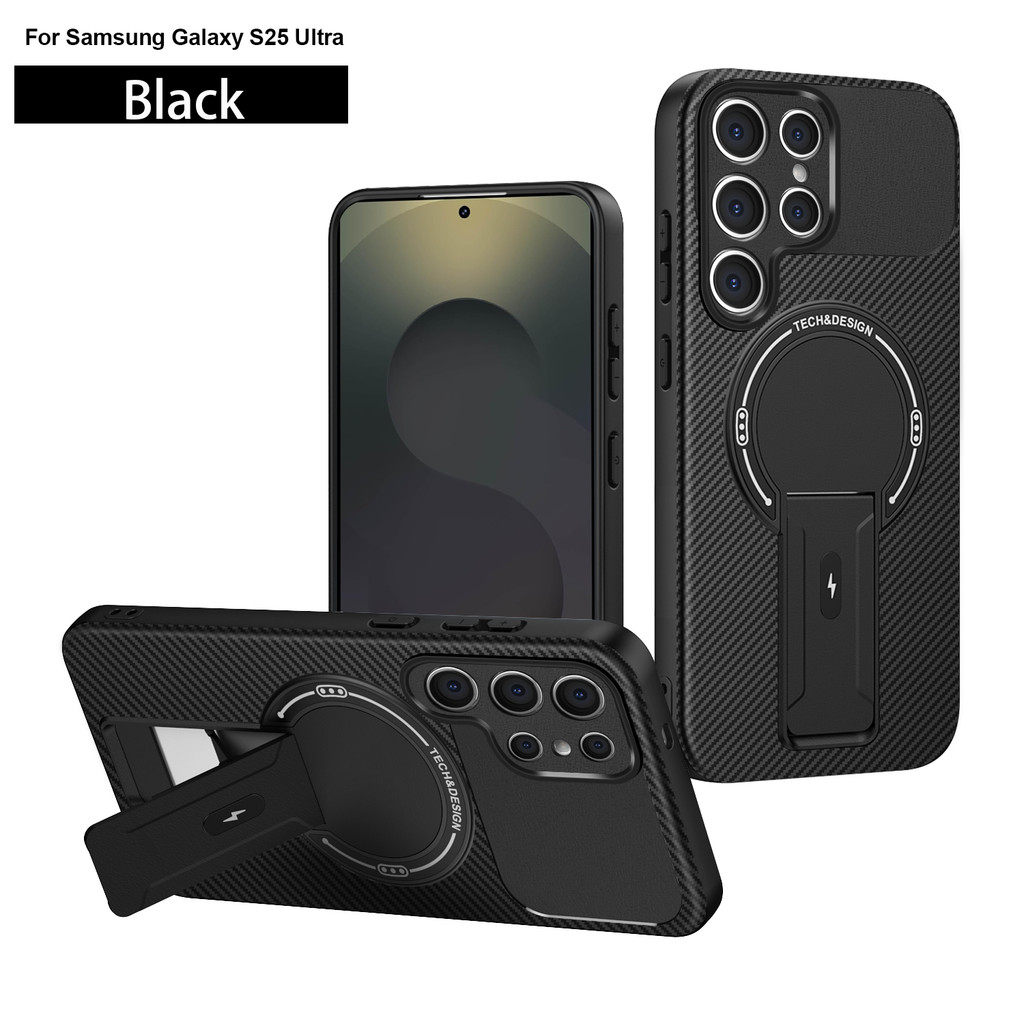 CasePower สําหรับ Samsung Galaxy S26 S25 S24 S23 S22 Ultra Plus Edge S25FE S24FE TPU กรณี PC ซ่อนรถ Mount & แม่เหล็กกันกระแทก,คาร์บอนไฟเบอร์ Texture