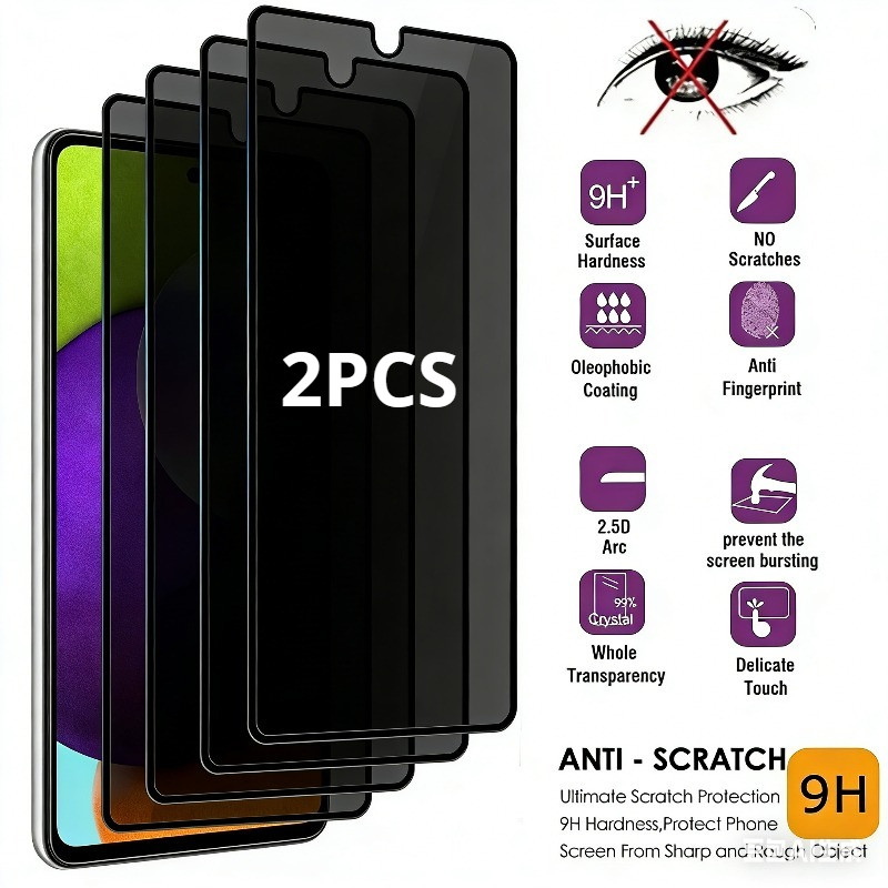 1-2Pcs ฟิล์มกระจกนิรภัยสําหรับ Oppo A97 A96 A95 A94 5G 4G Anti Spy ความเป็นส่วนตัวขอบสีดําป้องกันหน้