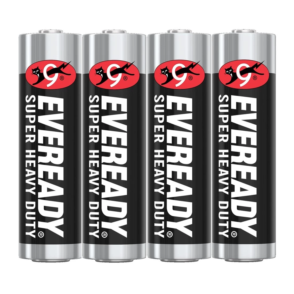 ถ่าน Eveready Black Super Heavy Duty AA แพ็กหุ้มฟิล์ม 4 ก้อน EVEREADY BLACK SHD 1215 SW4 (AA)