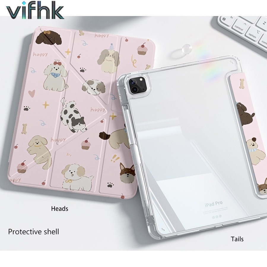 Cute Puppy Motif Xiaomi Redmi Anti-Scratch Folding Cover 3+Y Y Shape: เหมาะสําหรับ Redmi Pad2/Pro 12