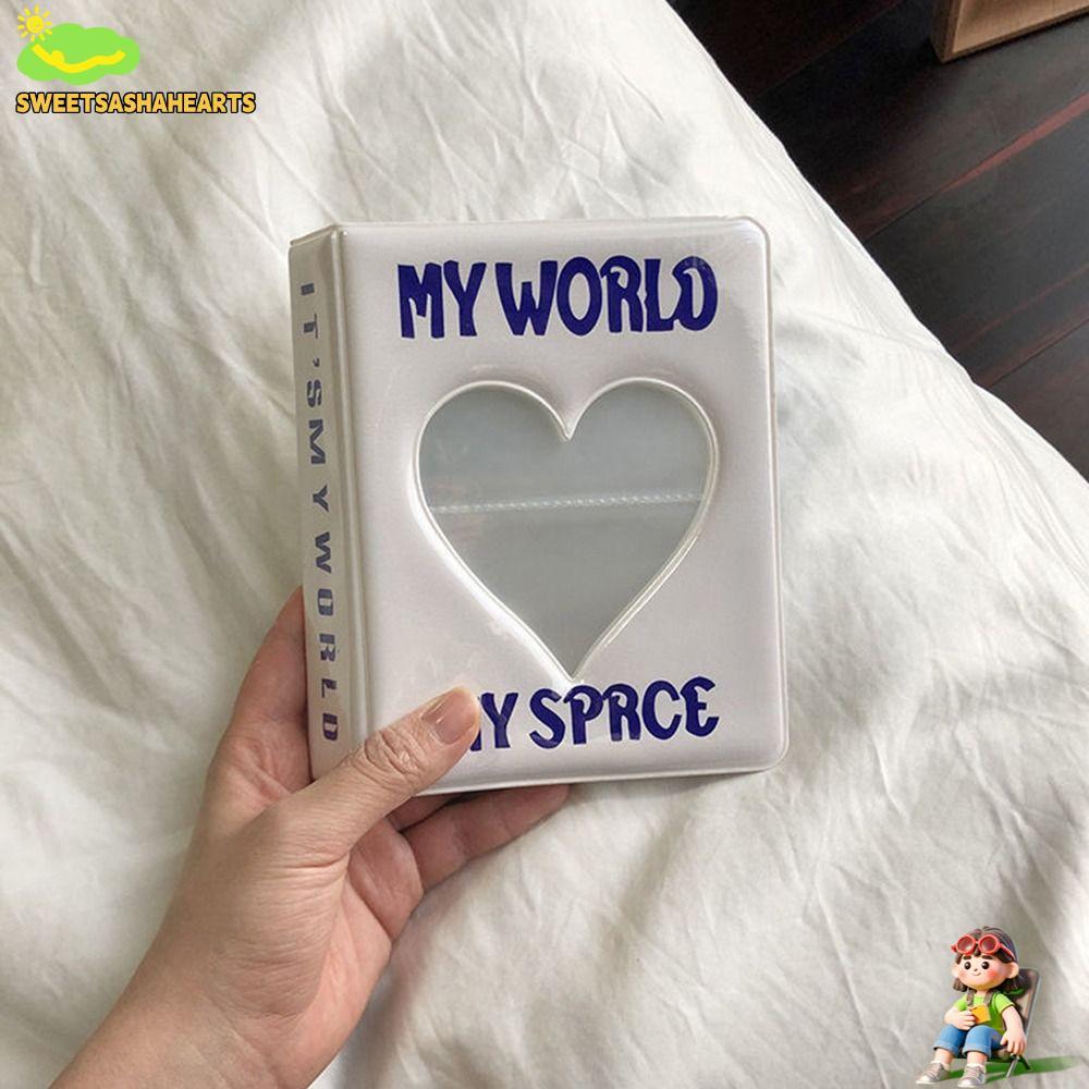 SWEE Photocard Holder, PVC Love Heart Photo Album, Mini 64 Pockets Hollow Photo Holder Men