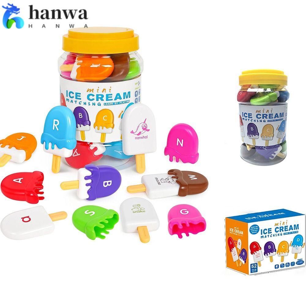 Hanwa 1 ชุดชุดของเล่นเพื่อการศึกษา,พลาสติกหลากสีตัวอักษรจับคู่สัตว์สีการเรียงลําดับชุดของเล่น,52 ชิ้นไอศกรีมรูปร่าง Early Montessori ของเล่นเพื่อการศึกษาเด็กของขวัญ